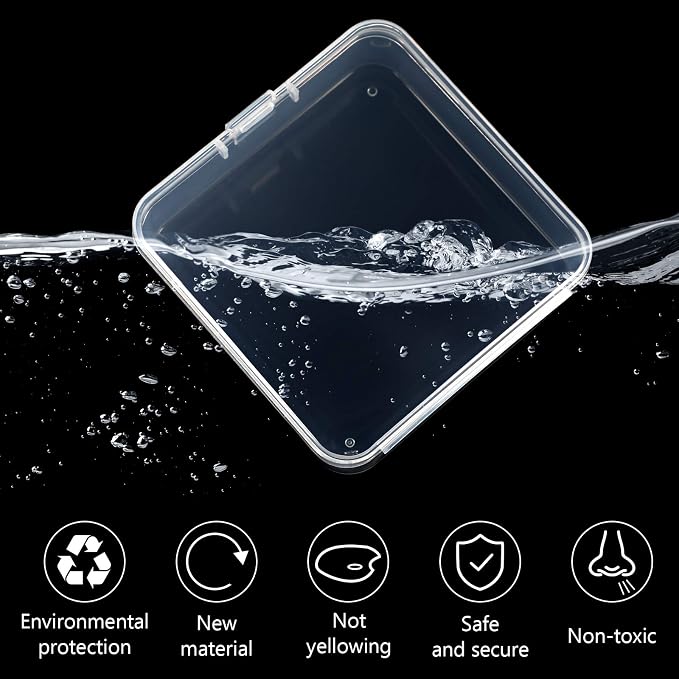 Jetec 6 Pieces Mini Plastic Clear Beads Storage Containers Box for Collecting Small Items, Beads, Jewelry, Business Cards, Game Pieces, Crafts (2.9 x 2.9 x 1 Inch)