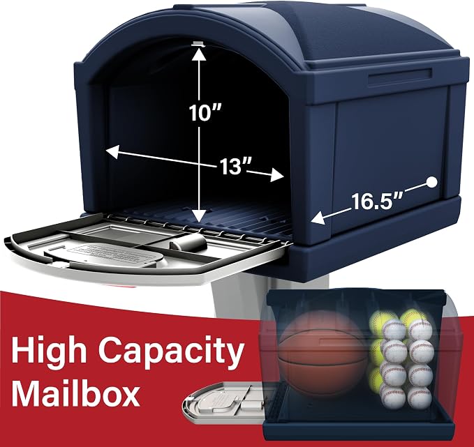 Simplay3 USPS T4 Extra Large Capacity XL Dig-Free Mailbox with Durable Double-Wall Construction, Weather-Resistant Design, and Easy No-Dig Installation, Limited Edition America 250 Navy Blue