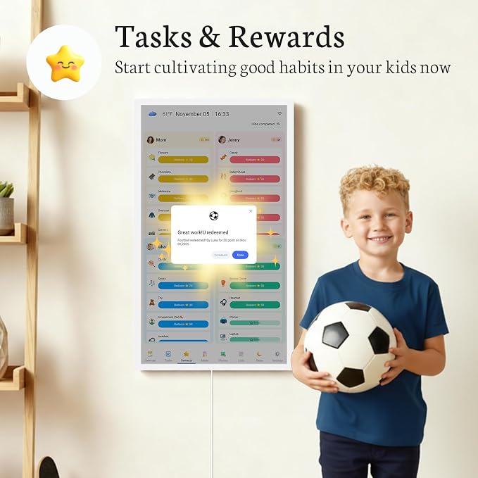 BSIMB 32 inch Digital Calendar Wall Touch Screen, Family Schedule Smart Calendar Interactive Display, Streamline Household Organization, Electronic Planner Wall Mountable in Portrait Landscape