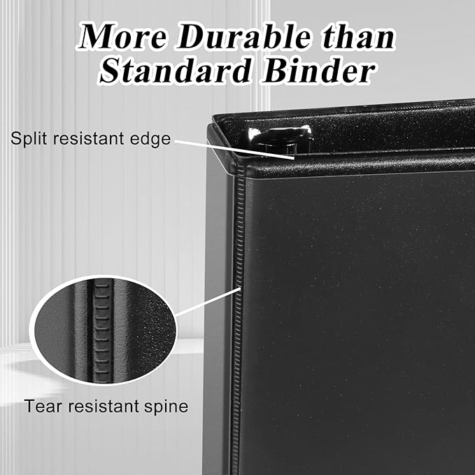 CIXILDTS 1-inch 3 Ring Binder Fit US Letter Size Paper, 1" Slant D Ring Binders, Presentation View Binder with 2 Pocekts, 12-Pack,Black