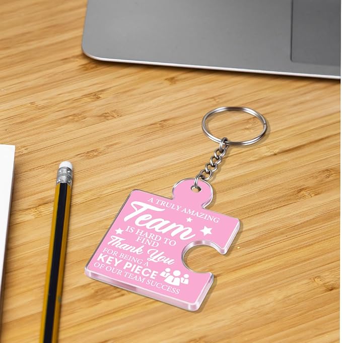 Team Appreciation Gifts Bulk Thank You Keychains for Coworkers | Gift Set for Employee, Staff, Teachers, Teamwork Puzzle Piece Keyring, Acrylic
