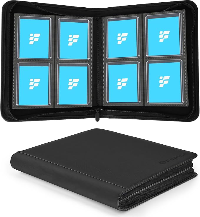 Top Loader Binder, Holds 112 Cards in 3"x4" Toploaders, Trading Card Binder 4 Pocket for TCG, MTG, YGO, Game Cards, Sports Cards(Black)
