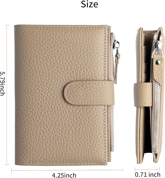 Passport wallet and Card Slot Combo RFID Blocking Leather Travel Passport Wallet for Men and Women with Zippered Coins Pocket Passport holder, khaki Grey