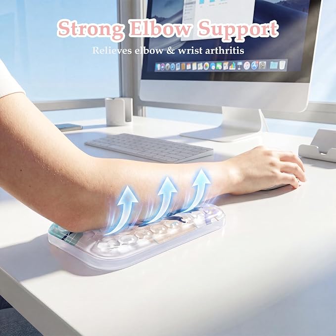 Ospelelf Desk Elbow Rest Pads, Gel Arm Rest Pad Support for Keyboard | Ergonomic Support for Computer Typing & Mouse, Office Home Use, Heat Resistant, Pink Plant