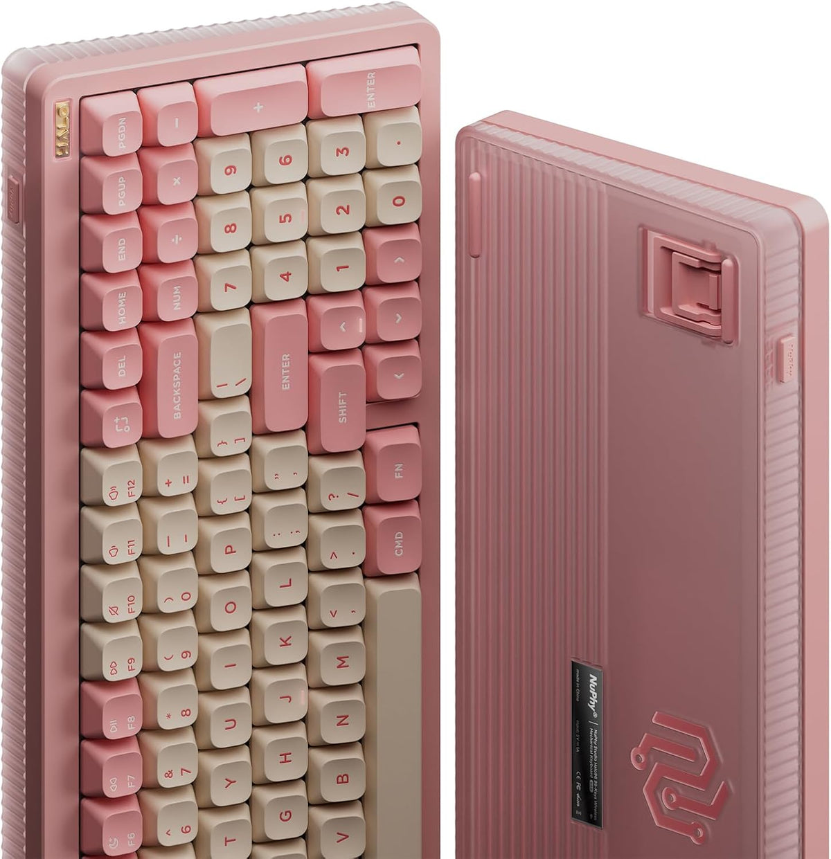 nuphy Halo96 V2 Wireless Keyboard,Gasket Structure,96% Hot Swappable Gaming Keyboard, 99 Kyes RGB Backlit Mechanical Keyboard, Support QMK/VIA,Bluetooth/USB-C/2.4GHz-Pink,Silent Red Clear-Top (45gf)