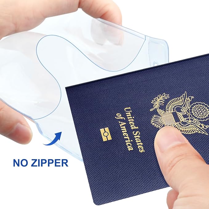 3 Pack Clear Plastic Passport Badge Holders with Lanyard, 4x6 Inch Vertical No Zipper ID Card Holder with Black Lanyard Extra Large ID Badge Holder for Passport