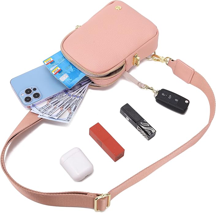 Anti Theft Crossbody Bag for Women, Small RFID Blocking Sling Purse with Zipper Lock for Travel, Vegan Leather