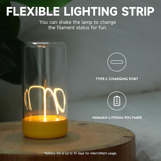Mini Minimalist Cordless Table Lamp, Rechargeable Ambient Light, Yellow