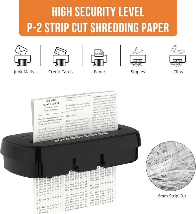 Home Office Paper Shredder,Woolsche 10-Sheet Strip Cut with 3.17-Gallon Basket,P-2 Security Level,CD & Credit Card Shredder,Durable & Fast - Jam Proof System - ETL Certified