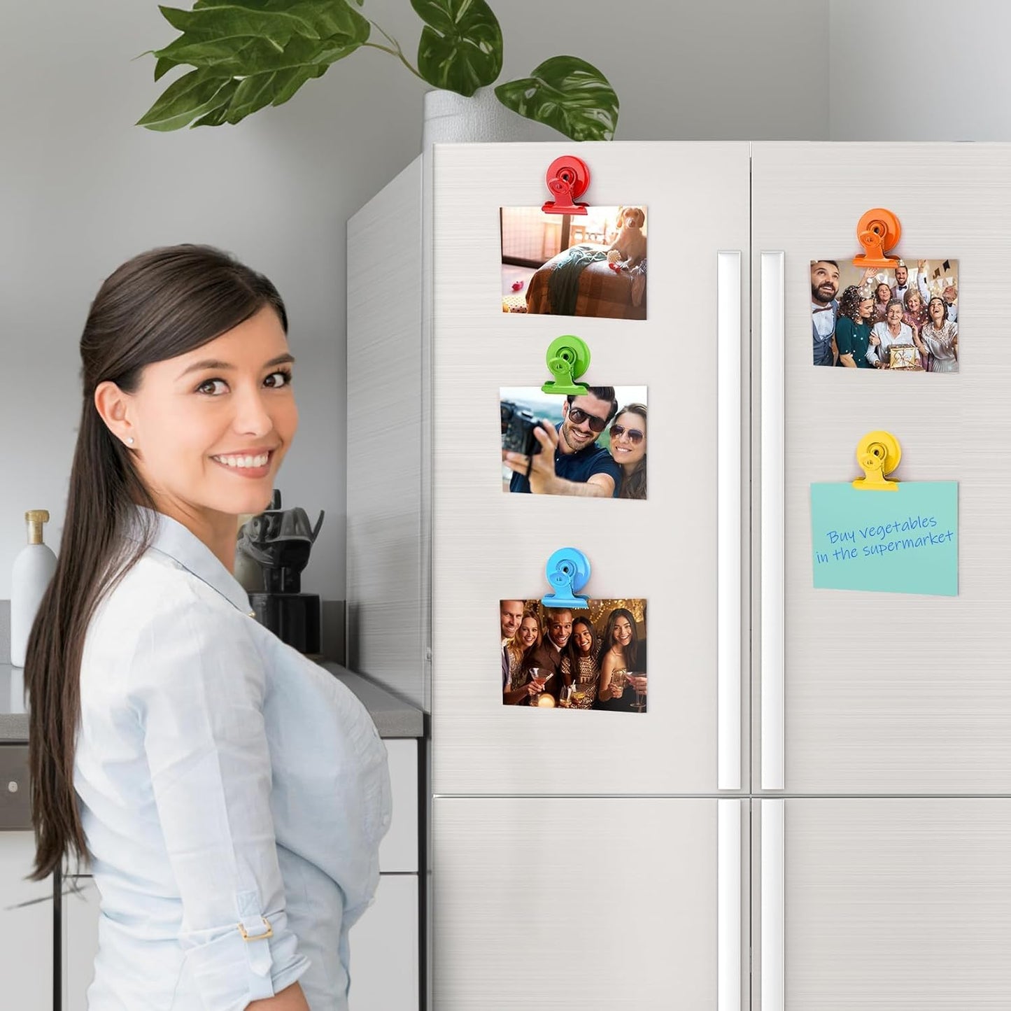 VNDUEEY 6 Pack Fridge Magnets Refrigerator Magnets, Magnetic Clips for Whiteboard, Magnet Clips for Kitchen Office Organizing & Decorating