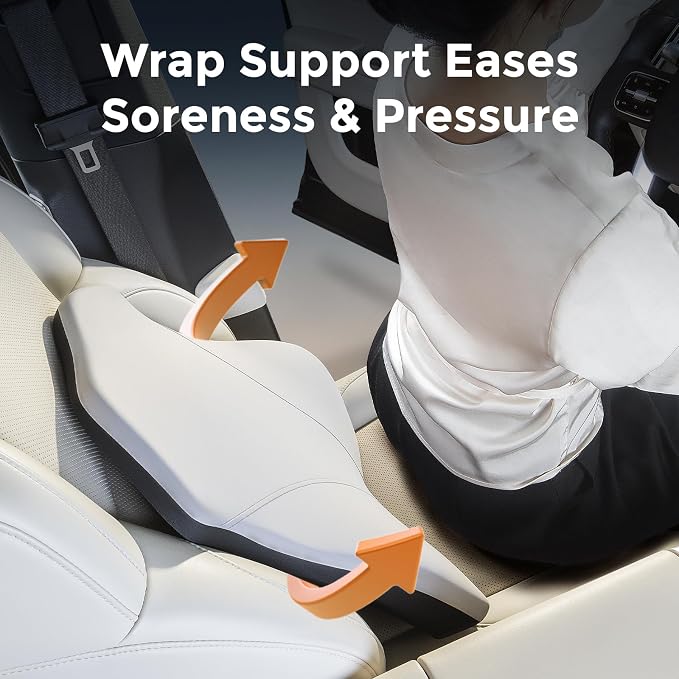 BABUR Lumbar Support Pillow for Car, Back Cushion Support for Driving Seat | Ergonomic 100% Memory Foam, Back Pain Relief, Comfort Lower Back Support for Office Chairs, Car Seat, Wheelchair
