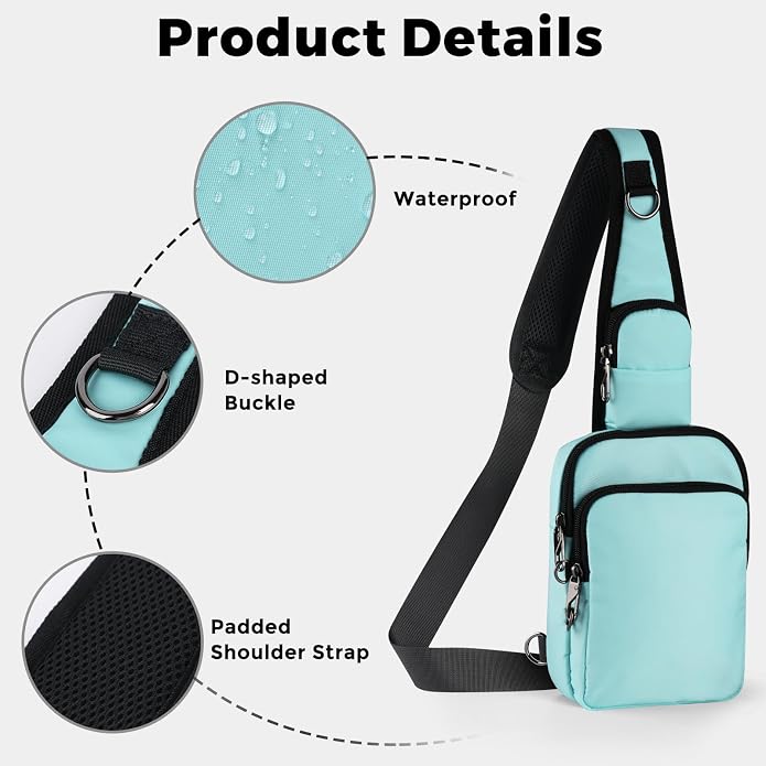 Sling Bag, Crossbody Bag with Zipper Lock, RFID Blocking & Water Resistant for Men and Women