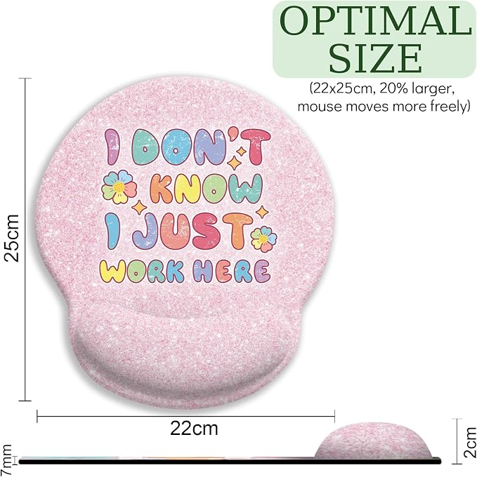 LIMKRIAN Pink Ergonomic Mouse Pad with Wrist Rest, Funny Gaming Mousepad Wrist Support with Non-Slip Pain Relief PU Base, Cute Computer Mouse Pads for Desk Pink Office Desk Accessories Decor Supplies