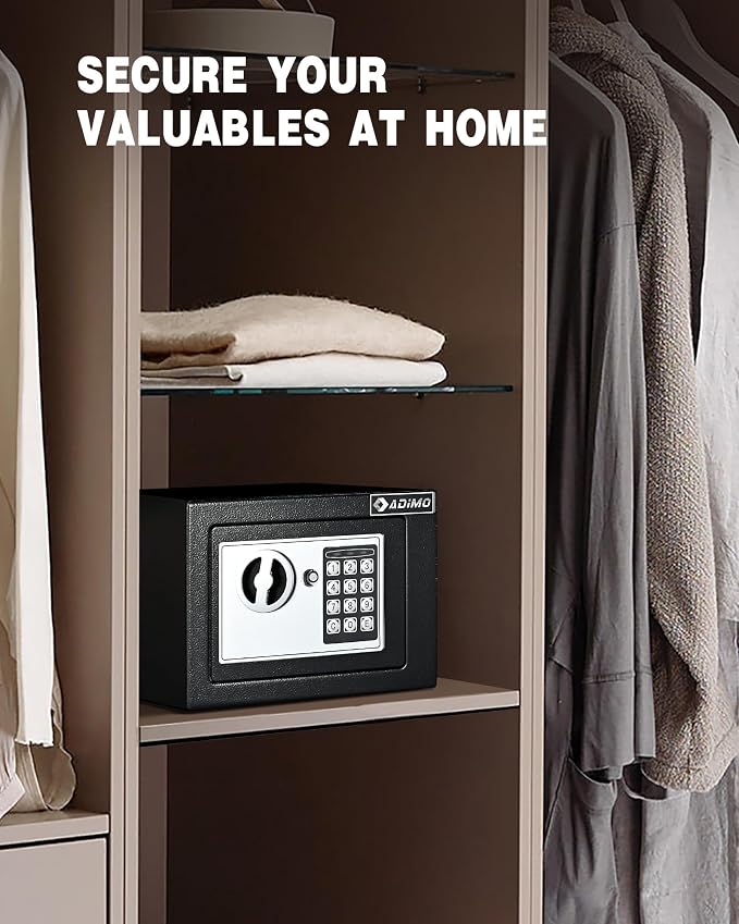 Safe Box, Small Safe for College Dorm Room with Fireproof Waterproof Money Bag for Cash or Document, Keys &Pass Code, Home Money Box with Kits, 0.23CuFt Hidden Lockbox for Home Office Hotel