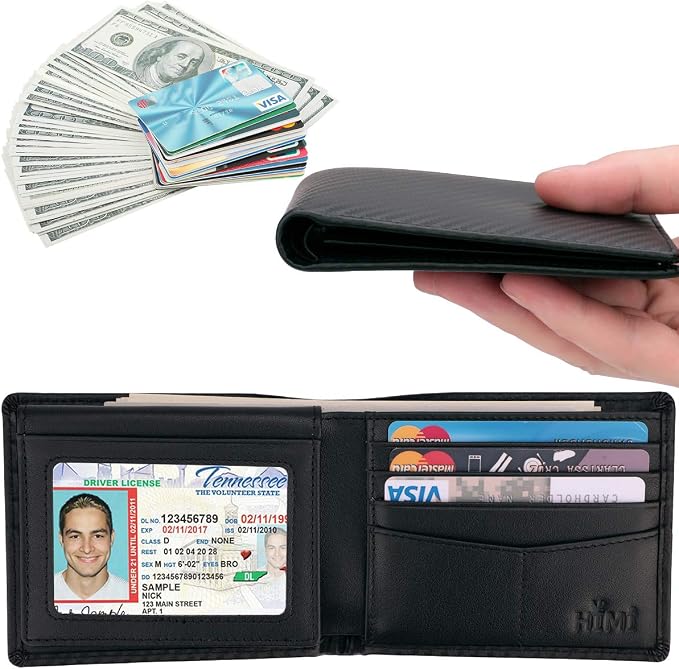 HIMI Wallet for Men-Genuine Leather RFID Blocking Bifold Stylish Wallet With 2 ID Window