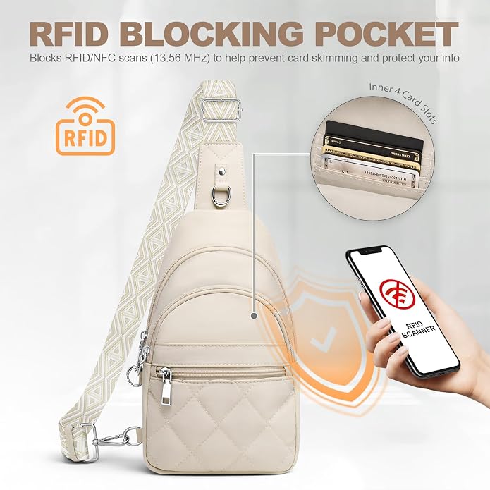 Sling Bag for Women, Anti-Theft RFID Crossbody Purse Travel