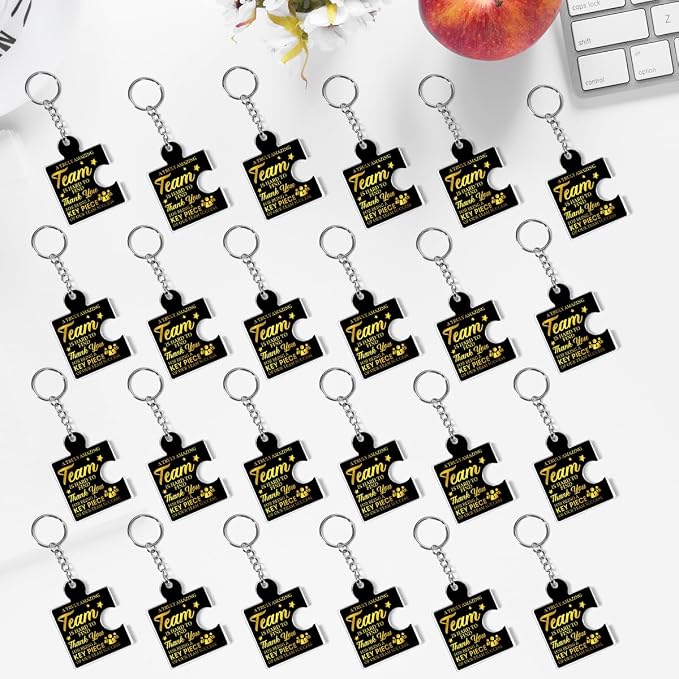 Team Appreciation Gifts Bulk Thank You Keychains for Coworkers | Gift Set for Employee, Staff, Teachers, Teamwork Puzzle Piece Keyring, Acrylic