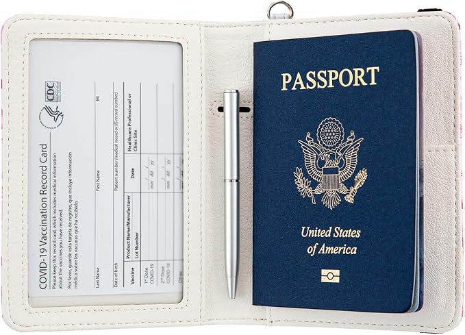 Passport Holder,Cute Passport Cover,Travel Wallet with Credit Card Slots Rfid passport Wallet Waterproof Documents Organizer Women Men (Hummingbirds flowers)
