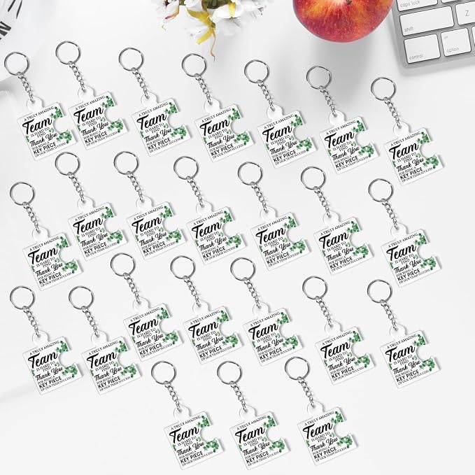 Team Appreciation Gifts Bulk Thank You Keychains for Coworkers | Gift Set for Employee, Staff, Teachers, Teamwork Puzzle Piece Keyring, Acrylic