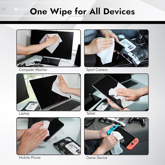 Air Jungles Electronic Wipes Screen Cleaner 70 Ct (Pack of 3), XL 8x10 Inch | No Cloth Needed, Cleaning LED Screen, TV, Computer, Tablet, Phone, Laptop, Monitor, Smart Watch, Headphone & Gaming Equipment