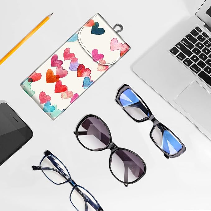 FINTIE Double Glasses Case with Carabiner Hook, Portable Vegan Leather Eyeglass Case Anti-scratch Sunglasses Pouch