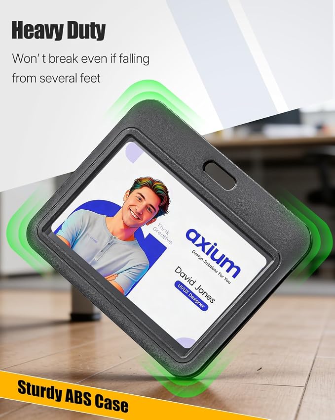 Uniclife 3 Pack Sliding ID Badge Holder Black Horizontal Hard Plastic Case with Clear Window Card Protector Pouch for Office School ID Credit Cards Proximity Key Cards Driver’s Licenses and Passes | Hard black sliding horizontal case with clear window ...