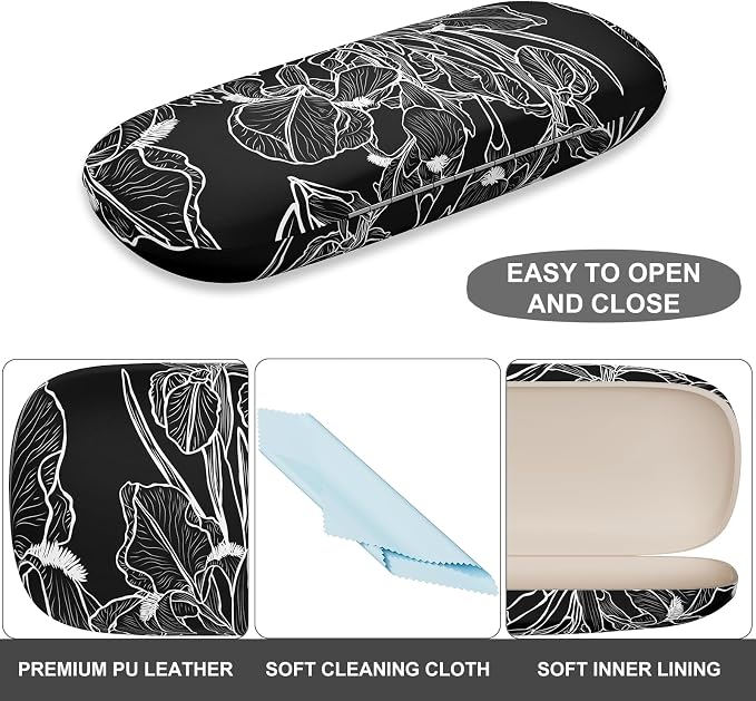 Eyeglasses Case, Portable Hard Shell Protective Case for Glasses, Eyeglass Holder Box for Women with Cleaning Cloth