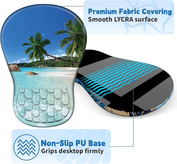 YIWEI Ergonomic Mouse Pad with Wrist Rest for Carpal Tunnel Pain Relief | Memory Foam Wrist Support,Non-Slip Rubber Base, Keyboard Computer Mousepad,Lycra Cloth Surface,Gaming and Home Office