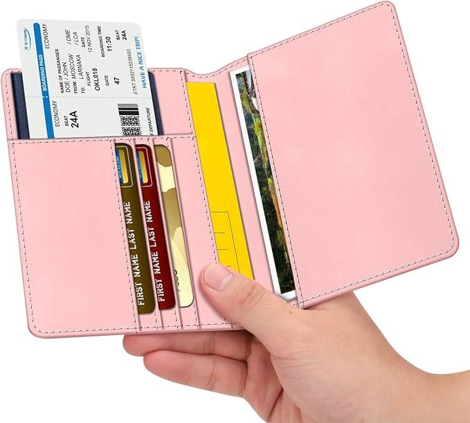 FINTIE Passport Holder, Slim Travel Wallet RFID Blocking Card Case Cover | Passport Cover Protector Essentials with Credit Card Slots, For Women/Men