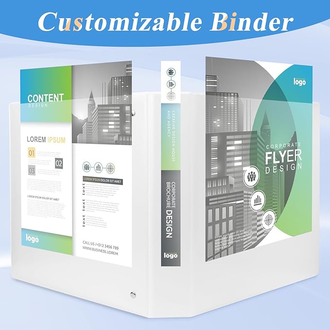 CIXILDTS 1.5-inch D Ring Binders, 3 Ring Binder Fit US Letter Size Paper, 1-1/2" Slant D Ring View Binder with 2 Pocekts, 6-Pack,White