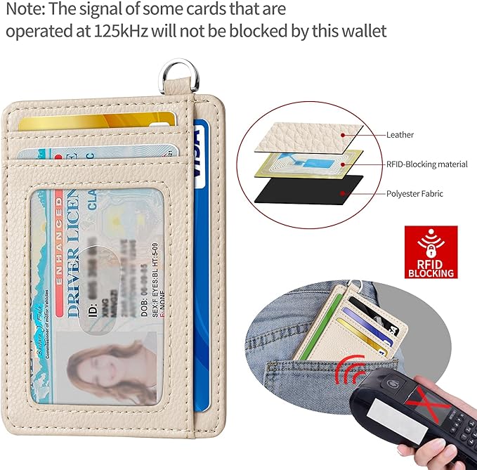 Slim Minimalist Front Pocket Wallet, RFID Blocking Credit Card Holder Wallet with Detachable D-Shackle for Men Women