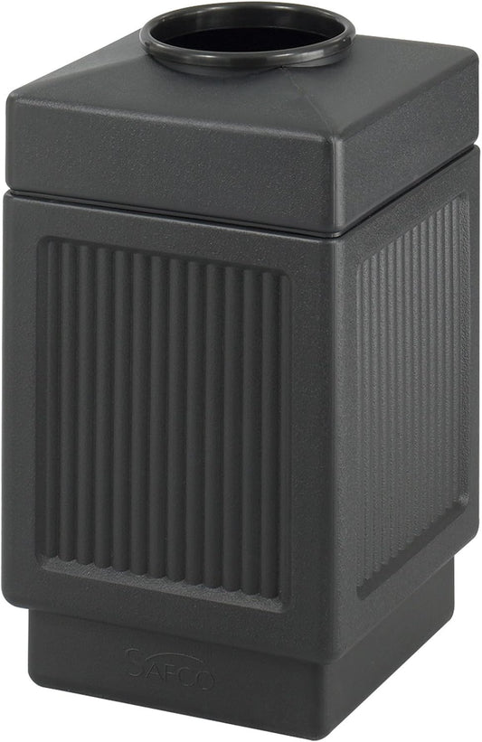 Safco Canmeleon Trash Can, 38 Gallons, Indoor and Outdoor Use, Open Top, Durable & Weather-Resistant Commercial Garbage Can, Black