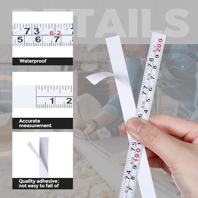 6 Pcs 78 Inch Self Adhesive Measuring Tape Double Scale Measuring Ruler Stick Tape for Work Woodworking Workbench Saw Drafting Table