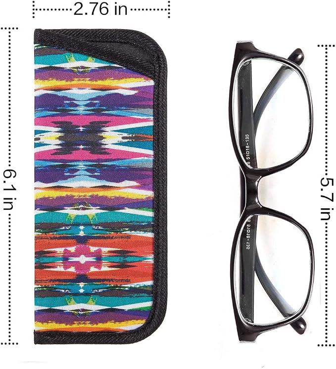 TRIUMPH VISION 3 Pack Reading Glasses Pouch Soft Case Eyeglass Sleeve Slim | Alternative to Bulky Case in bag, Lightweight Lined Padded Protect Optical lens Slip in, Cute Pattern Portable for Daily Use