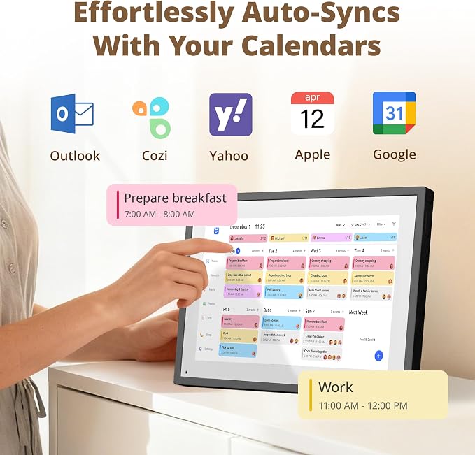 Dragon Touch 10.1 inch Digital Calendar & Chore Chart - Interactive Touchscreen Smart Family Planner,Digital Picture Frame for Mom, Women, Christmas & Weddings