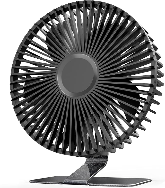 SLENPET 6-inch USB Small Desk Fan, 4 Speeds, Powerful Desktop Table Fan | Ultra-quiet, 90° Adjustment for Better Cooling, Portable Mini Personal Fan for Home Office, Metal Base, Black