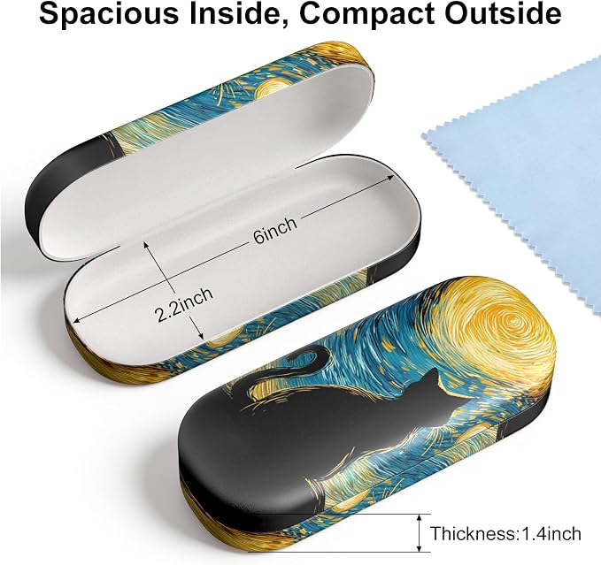 Hard Shell Leather Sunglasses Case,Classic Fashionable Cute Large Glasses Case for Women Men,Sunglass Eyeglasses