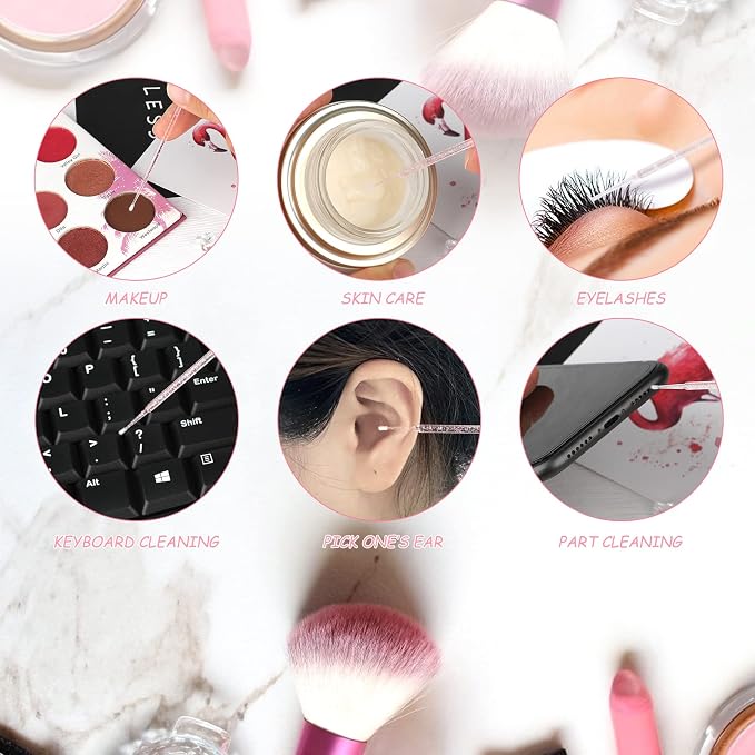 G2PLUS Micro Swabs, Disposable Micro Applicator Brushes and Swabs 500PCS | Pink Tips for Lash Extension Prep, Makeup Correction, Controlled Application, Detailed Beauty Work and Professional Salon Use