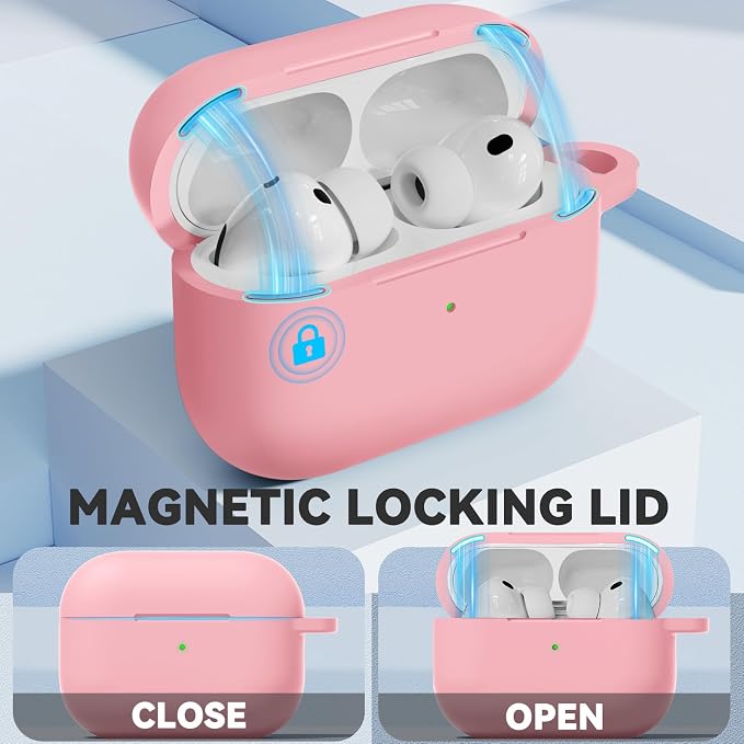 Ljusmicker for AirPods Pro 3 Case 2025 with Cleaner Kit,Magnetic Pink | Soft Silicone Protective Cover for Apple AirPod Pro 3rd Generation Case with Keychain for Women Men,Shockproof,Magnetic