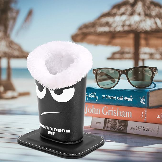 MoKo Eyeglasses Holder, Modern Velvet Plush Lined PU Leather Household Magnetic Holder Protective