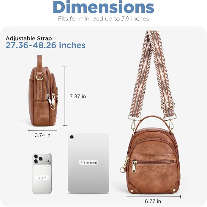 Anti Theft Crossbody Bag for Women RFID Small Purse Travel | Secure Crossbody Phone Purse with Handle, 5 RFID Slots, 7-Pocket Fits 7.9" Tablet, Adjustable Strap, Hands-Free Everyday