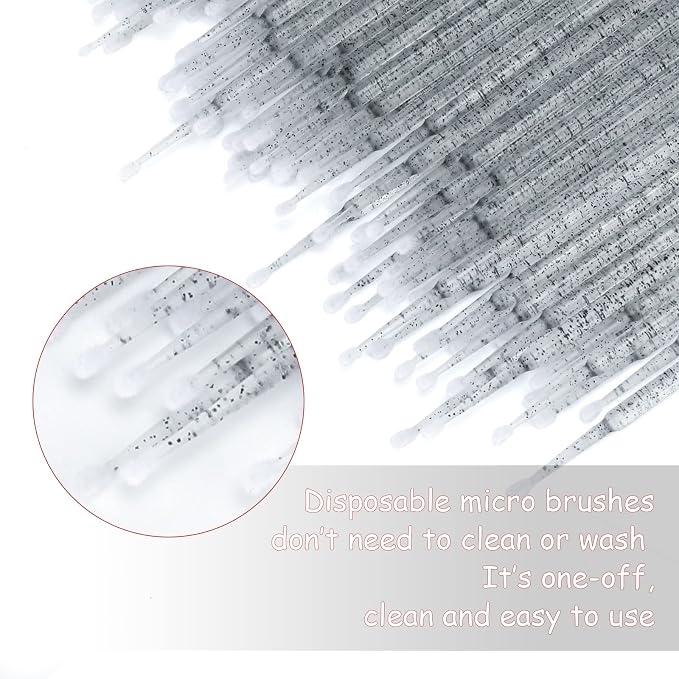 G2PLUS Micro Swabs, 500PCS Disposable Micro Applicator Brushes and Swabs | Black Tips for Lash Extension Prep, Nail Art Cleanup, Makeup Correction, Detailed Beauty Work and Professional Salon Use