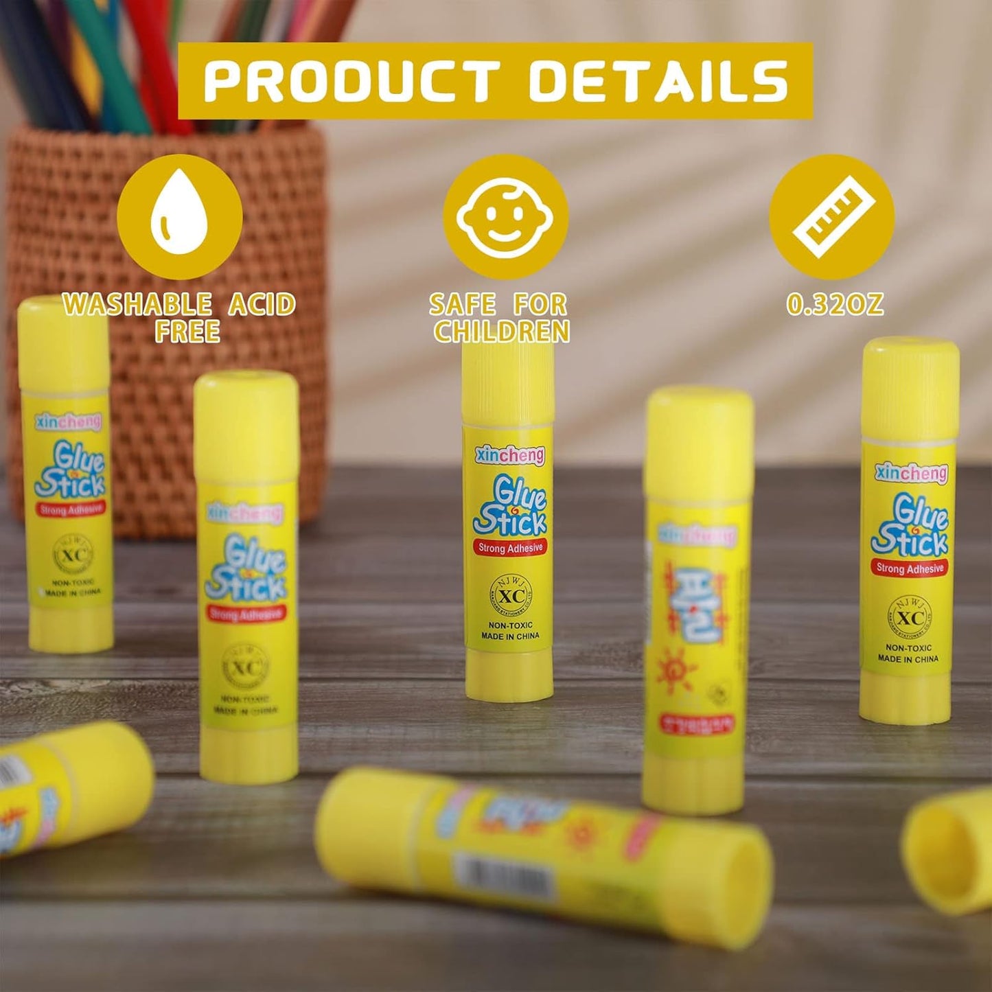 100 Pcs White Glue Stick Washable Glue Stick for Crafts Home School Classroom Students Teachers Employees Scrapbooking Crafting Supplies, 0.32 Ounce