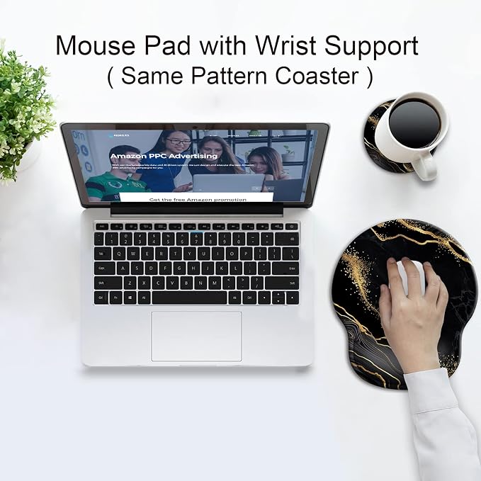 Ergonomic Mouse Pad with Wrist Rest Support,Gel Mouse Pads for Desk | Big Mousepad With Coaster Non-slip & Pain Relief for Computer, Home&Office Desk Decor