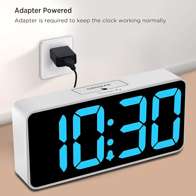 DreamSky Large Digital Alarm Clock Big Number for Seniors/Visually Impaired | 9 Inches Electric Clocks for Bedroom, Jumbo Display Fully Dimmable Brightness, USB Ports, Adjustable Alarm Volume