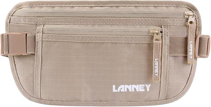 Money Belt for Travel, Slim RFID Blocking Women and Men Hidden Travel Pouch Under Clothes, Passport Holder Protect Cash, Documents, Credit Card, Bonus 2 RFID Sleeves