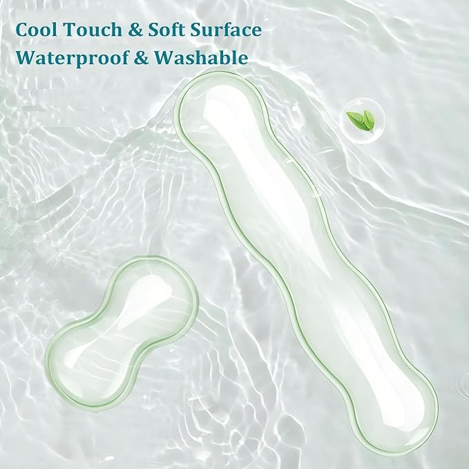 Clear Gel Mouse Wrist Rest, Wrist Support Wrist Pad for Typing Pain Relief, Ergonomic Cool Wrist Rest for Mouse, Hand Mouse Wrist Rest for Office, Gaming, Computer, Laptop - Transparent Green