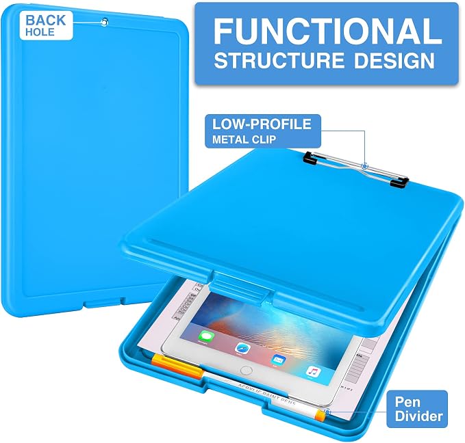 Sooez Clipboard with Storage, Plastic Nursing Clip Board, 8.5" x 11", Work | Sturdy Clipboards Foldable, Cute Hanging Clip Board Case, Teacher, Classroom Must Haves, Office School Supplies, Women & Men