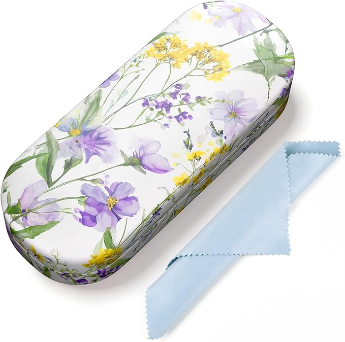 Hard Shell Leather Sunglasses Case,Classic Fashionable Cute Large Glasses Case for Women Men,Sunglass Eyeglasses