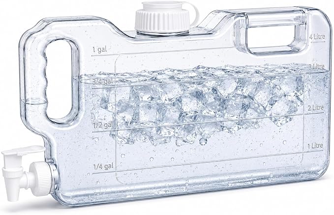 Fridge Water Dispenser with Leak-Proof Spigot, Reusable Refrigerator Drink Dispenser with Handle, Water Jug Beverage Container for Iced Tea, Juice, Lemonade, Party and Daily Use (1, 1.1 Gallon)